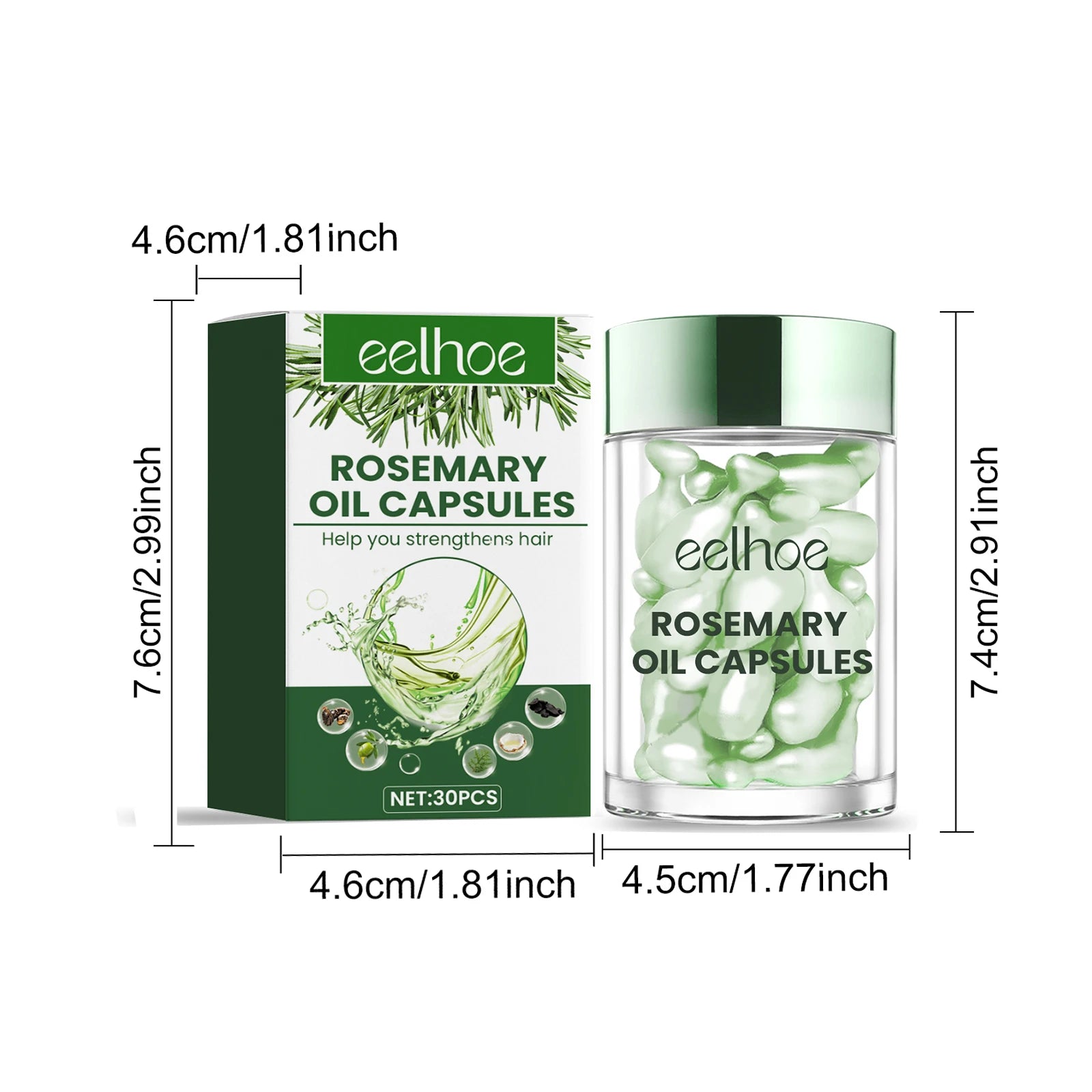 Eelhoe Rosemary Hair Care Series Promote Hair Growth Nourish Strengthen Roots Relieve Scalp Tension Dense Hair Oil With Brush