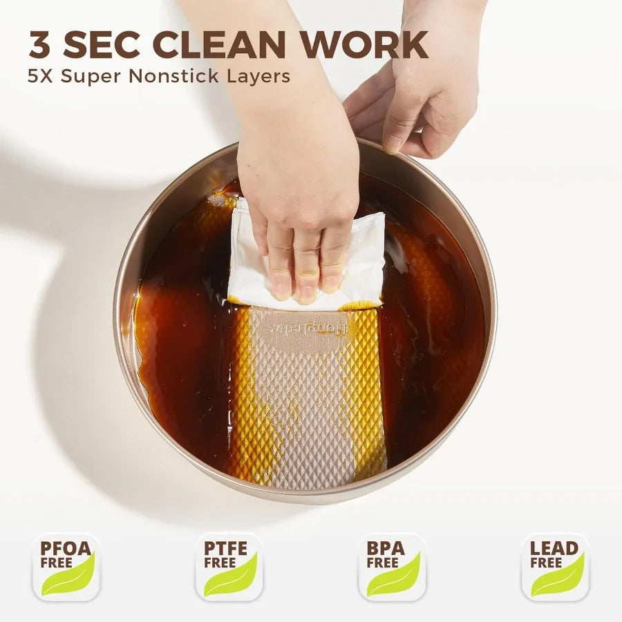 9Piece Nonstick Stackable Baking Pans Set with Diamond Texture for Oven Cooking Includes Cookie Sheet with Rack Cake Pan Roasti