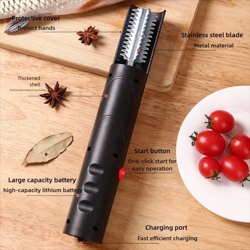 Household Electric Handheld Charging Automatic Stainless Steel Knife Head Fish Scale Removal Tool