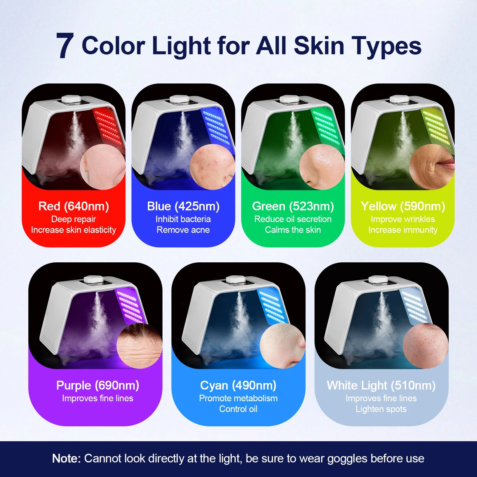 7 Colors LED Photon Machine Red Light Therapy Device with Nano Spray Anti-aging facial Rejuvenation Home SPA Skin Care Tool