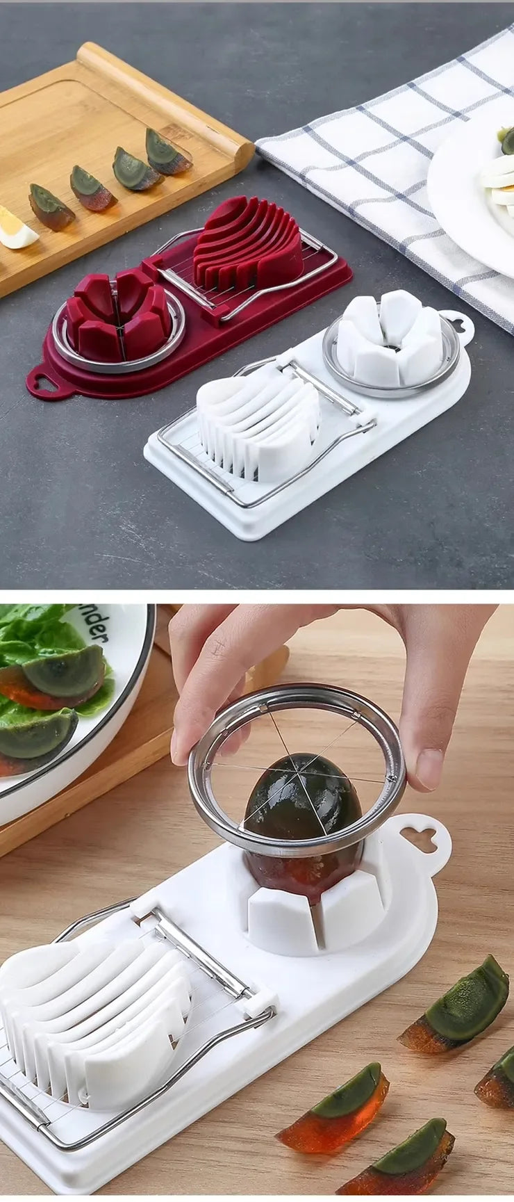 Multifunctional Egg Cutter Stainless Steel Egg Slicer Sectioner Cutter Mold Flower-Shape Luncheon Meat Cutter Kitchen Gadgets