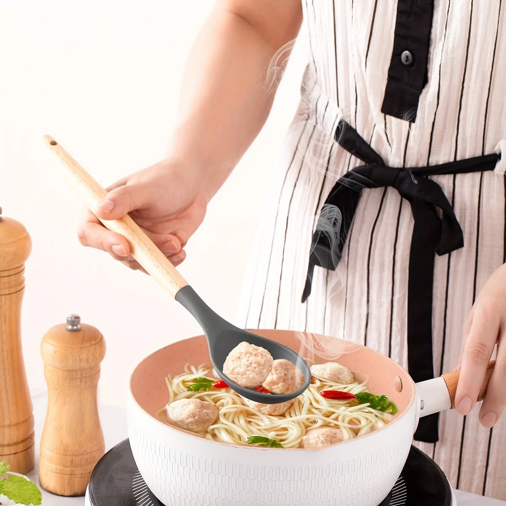 12Pcs Silicone Cooking Utensils Set For Handle Non Stick Pot Kitchenware Set Storage Bucket Resistant Accessoires kitchenware