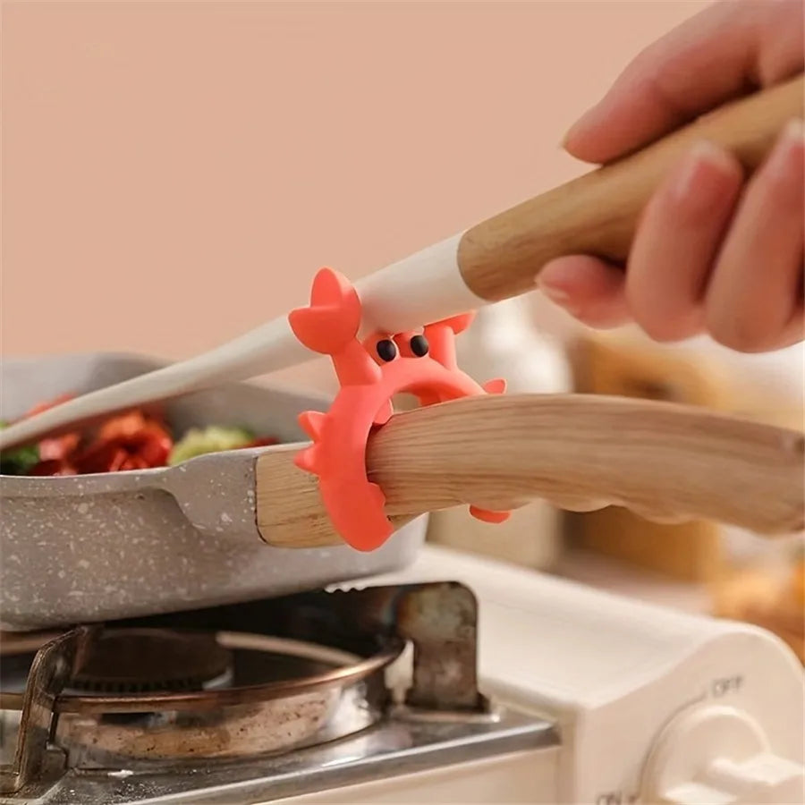Crab-Shaped Silicone Spatula Holder - Anti-Scald Kitchen Utensil Rest, Essential Cooking Accessory