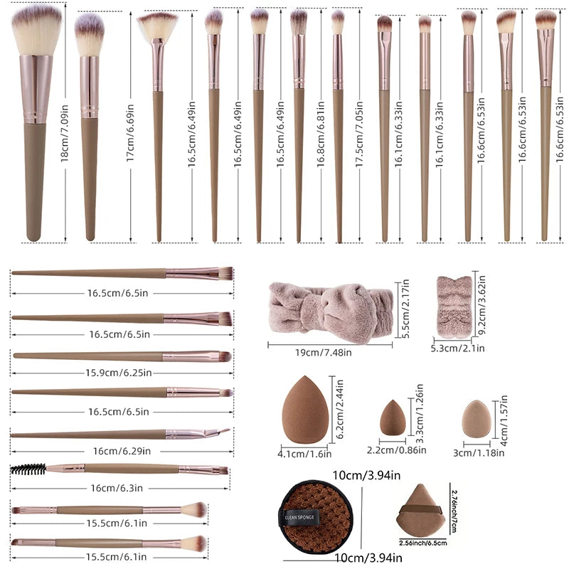 20/40pcs Makeup Brush And Sponge Set Professional Makeup Brush Set Triangle Powder Puff Clean Powder Puff Makeup Tool Set