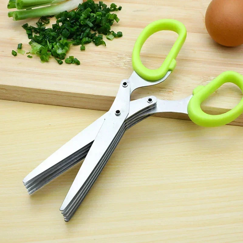 1pc/2pcs New stainless steel 3/5-layer kitchen scissors, suitable for cutting and cooking chili peppers, onions, and cilantro
