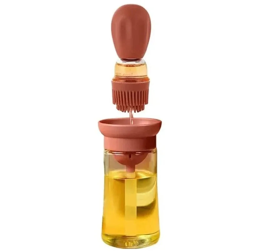 Oil Dispenser with Silicone Brush 2 IN 1 Glass Olive Bottle  for Kitchen Cooking Frying Baking BBQ Pancake Air Fryer