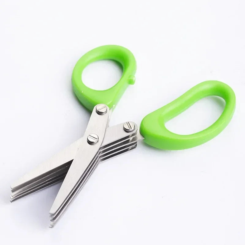 1pc/2pcs New stainless steel 3/5-layer kitchen scissors, suitable for cutting and cooking chili peppers, onions, and cilantro