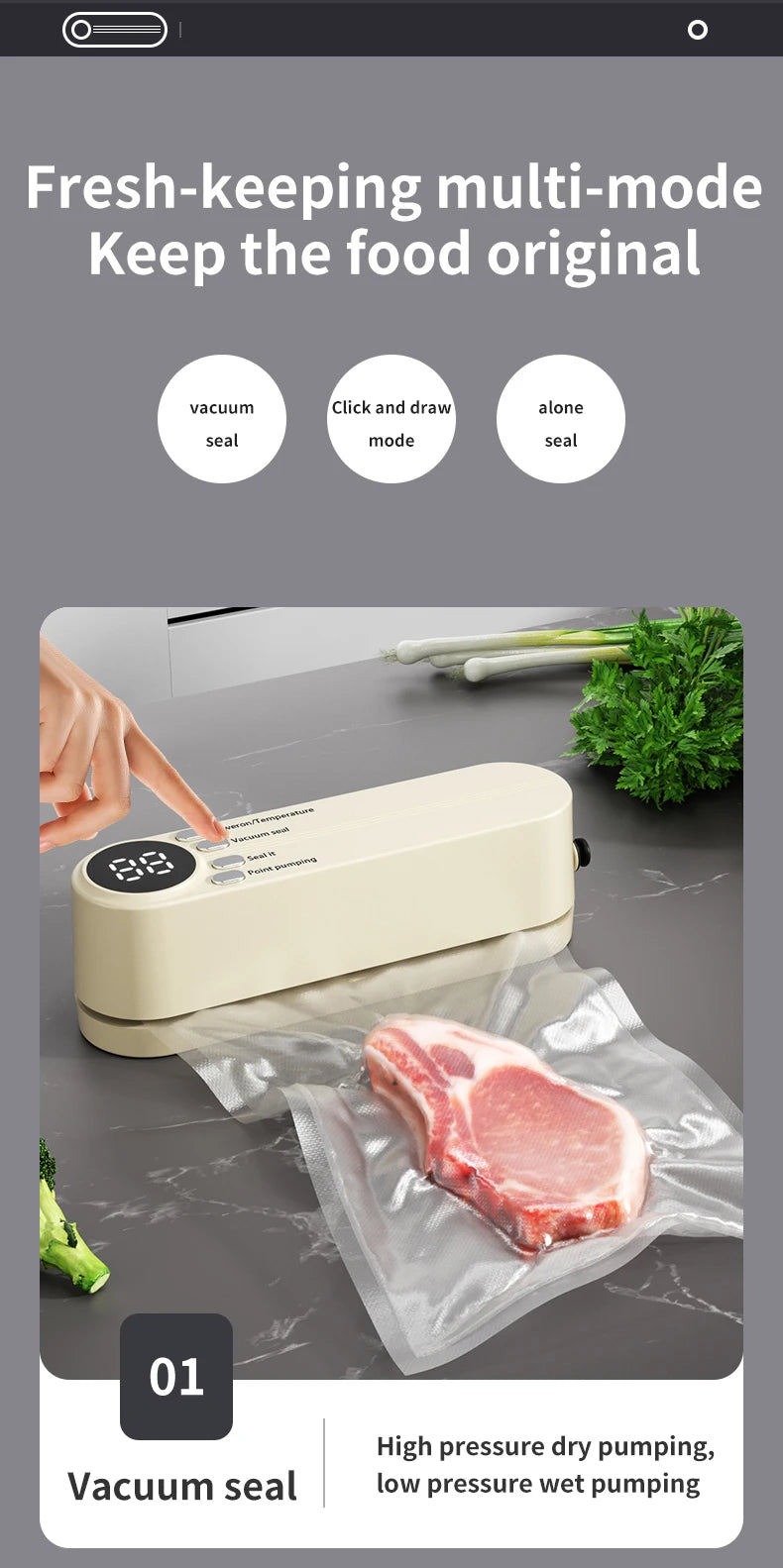 Charging Mini Wireless Fully Automatic Vacuum Sealing Machine Household Small Portable Food Packaging Plastic Sealing Machine