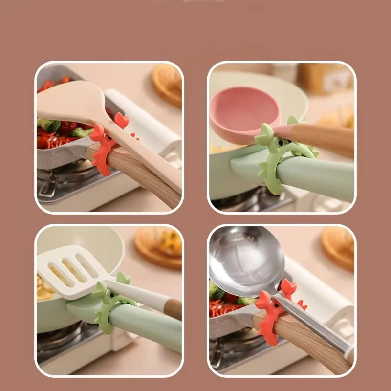Crab-Shaped Silicone Spatula Holder - Anti-Scald Kitchen Utensil Rest, Essential Cooking Accessory